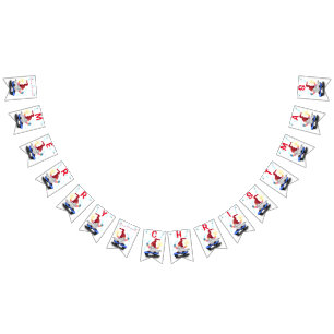 Christmas Bunting Flags Skater Gnome with Gifts