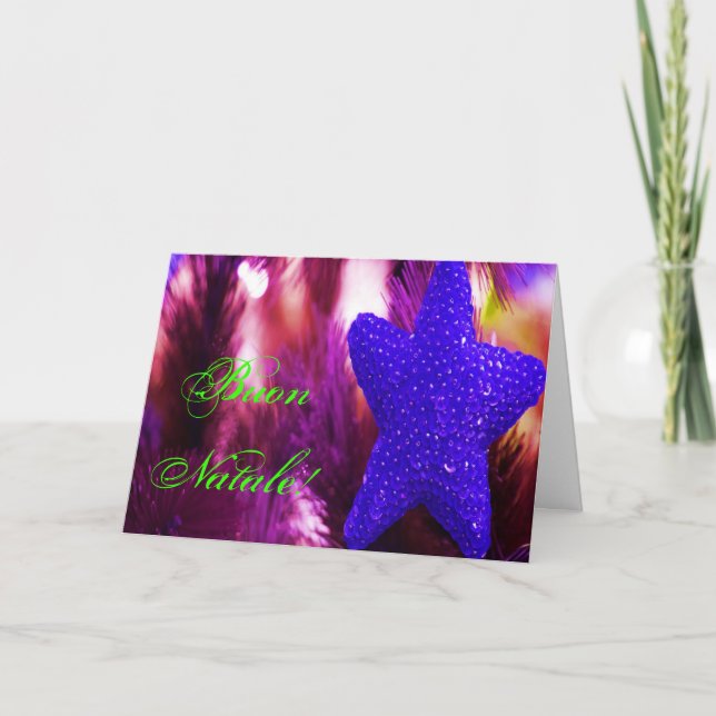 Christmas Buon Natale Purple Christmas Star I Holiday Card (Front)
