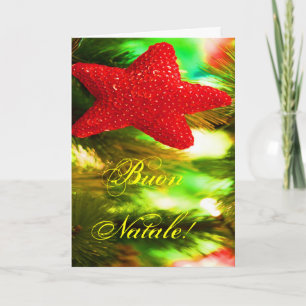 Christmas Buon Natale Red Christmas Star I Holiday Card