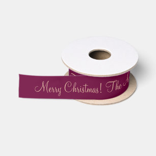 Christmas Burgundy Dusty Pink Elegant DIY Script Satin Ribbon