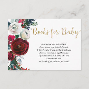 Christmas burgundy gold floral books for baby encl enclosure card