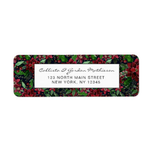 Christmas Burgundy Poinsettia Flowers Watercolor