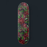 Christmas Burgundy Poinsettia Flowers Watercolor Skateboard<br><div class="desc">This beautiful and artsy pattern is perfect for the Christmas holiday season. It features burgundy red, bright red, forest green, and faux gold hand-painted watercolor poinsettias, flowers, ivy leaves, and berries pattern on top of a dark navy blue background. It's modern, festive, unique, and elegant. Stylize with this hand-painted print...</div>