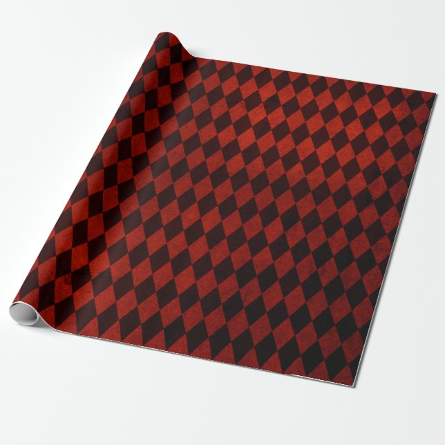 Christmas Burgundy Red Grunge Wrapping Paper (Unrolled)
