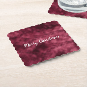 Christmas Burgundy Red Paper Coaster