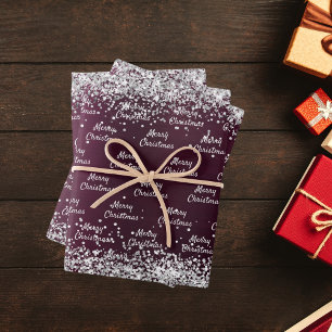 Christmas burgundy silver elegant wrapping paper sheet