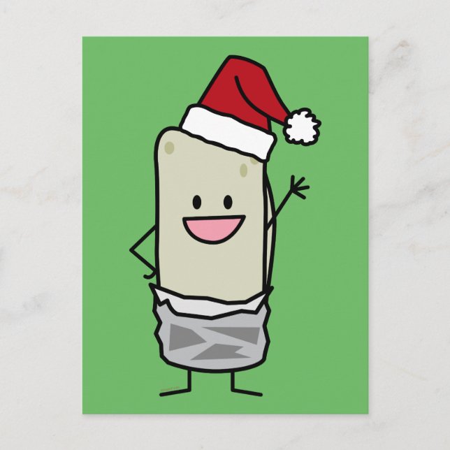 Christmas Burrito Waving Hello Santa Hat Holiday (Front)