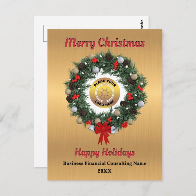 Christmas Business Company Logo Holidays Wishes  Postcard (Front/Back)