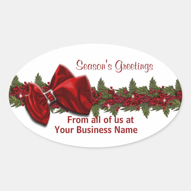 Christmas business greeting PERSONALIZE Oval Sticker (Front)