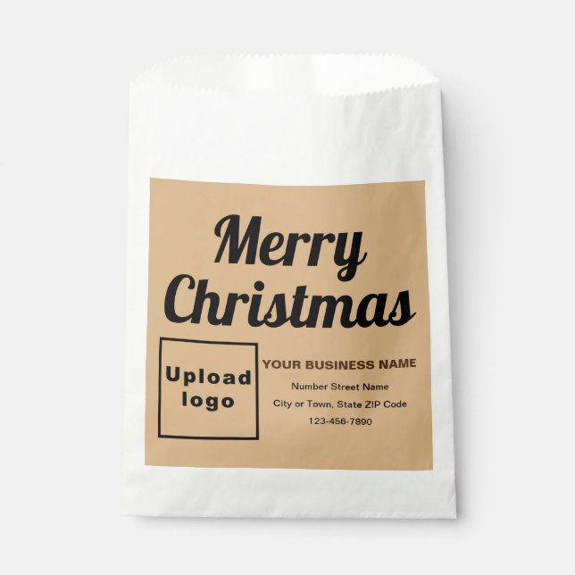 Christmas Business Light Brown Background Favour Bags (Front)