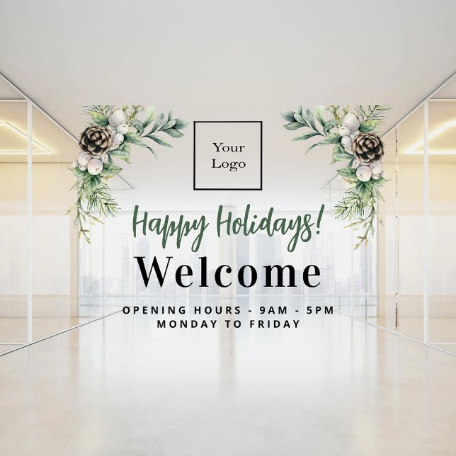 Christmas business logo welcome opening hours window cling (Creator Uploaded)