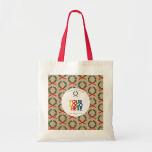 Christmas Business Logo Wreath Kraft Tote Bag
