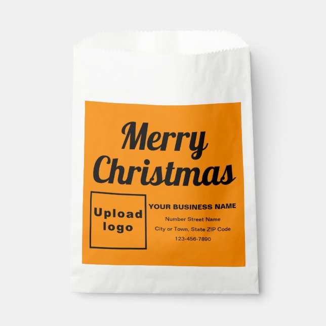 Christmas Business Orange Colour Background Favour Bags (Front)