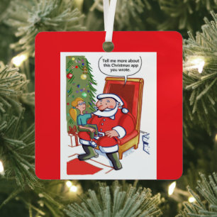 Christmas Business Partners square metal ornament