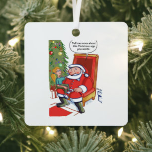 Christmas Business Partners square metal ornament