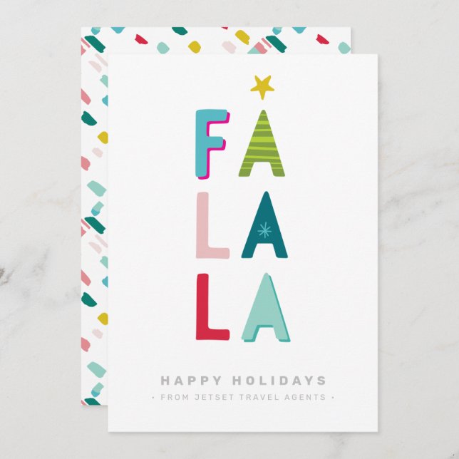 CHRISTMAS BUSINESS THANKS modern typography falala Invitation (Front/Back)