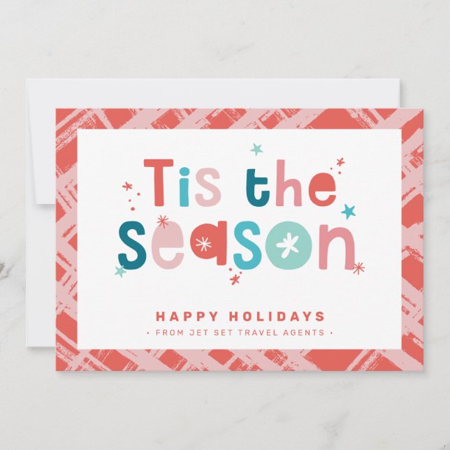 CHRISTMAS BUSINESS THANKS tis the season quote Invitation (Front)