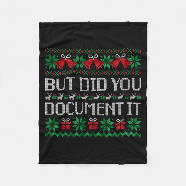 Christmas But Did You Doent It Ugly Office Party S Fleece Blanket (Front)