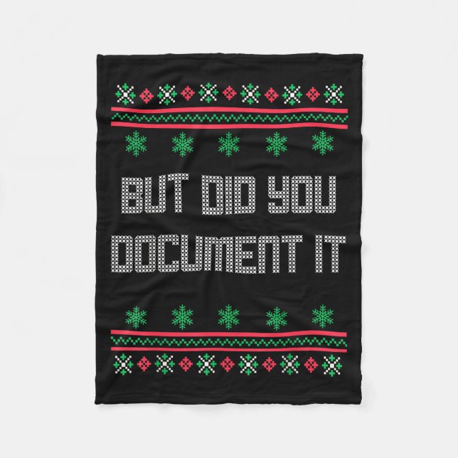 Christmas But Did You Doent It Ugly Office Sweater Fleece Blanket (Front)
