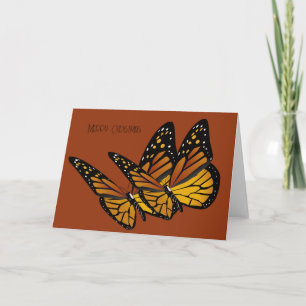 Christmas Butterflies on Rust Folded Greeting Card