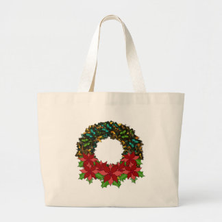 Christmas Butterfly Poinsettia Wreath Tote Bag