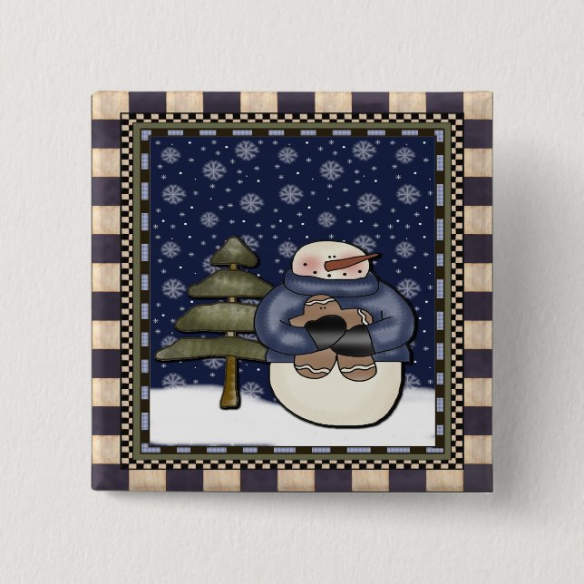 Christmas Button - Snowman And Cookie (Front)