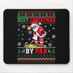 Christmas By Par Santa Sweater Playing Golf Golfer Mouse Mat