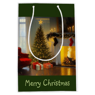 Christmas By The Fire Medium Gift Bag