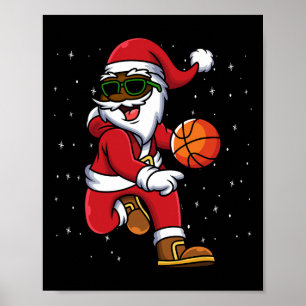 Christmas Bysketbyll Black African American Santa Poster