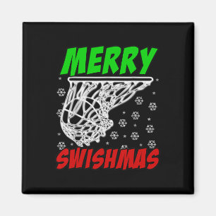 Christmas Bysketbyll Merry Swishmas Santa Xmas Gif Magnet