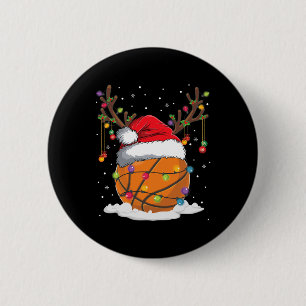 Christmas Bysketbyll Reindeer Fun Santa Hat Xmas K 6 Cm Round Badge