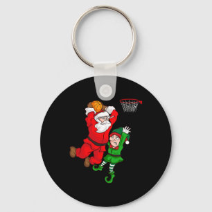 Christmas Bysketbyll Santa Claus Slam Dunk Elf Fun Key Ring