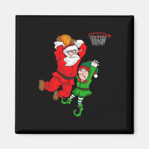 Christmas Bysketbyll Santa Claus Slam Dunk Elf Fun Magnet