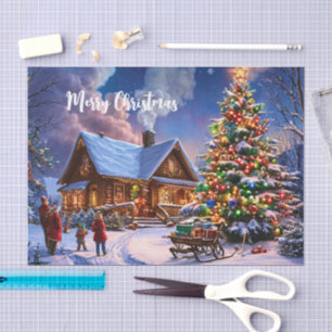 Christmas Cabin – Cosy Forest Scene Tissue Paper
