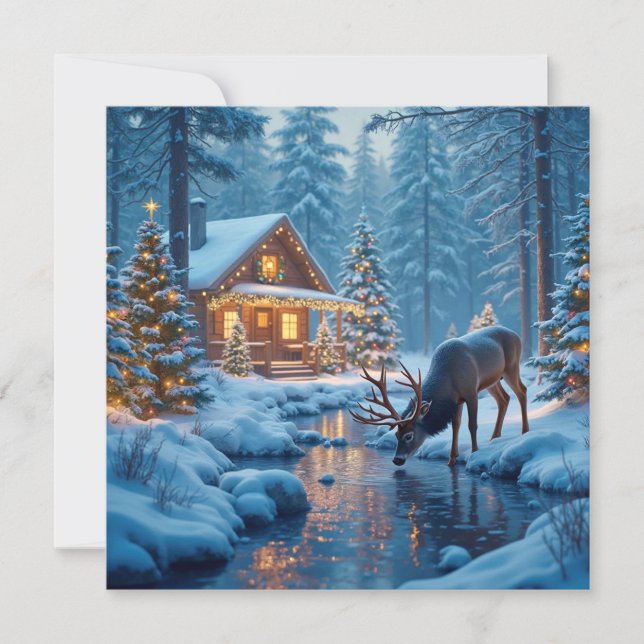 Christmas Cabin Greeting Card (Front)