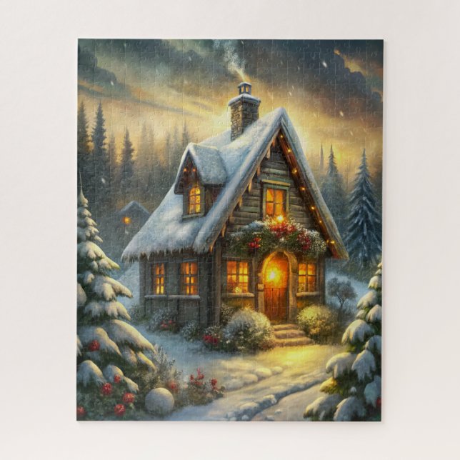 Christmas Cabin Puzzle (Vertical)