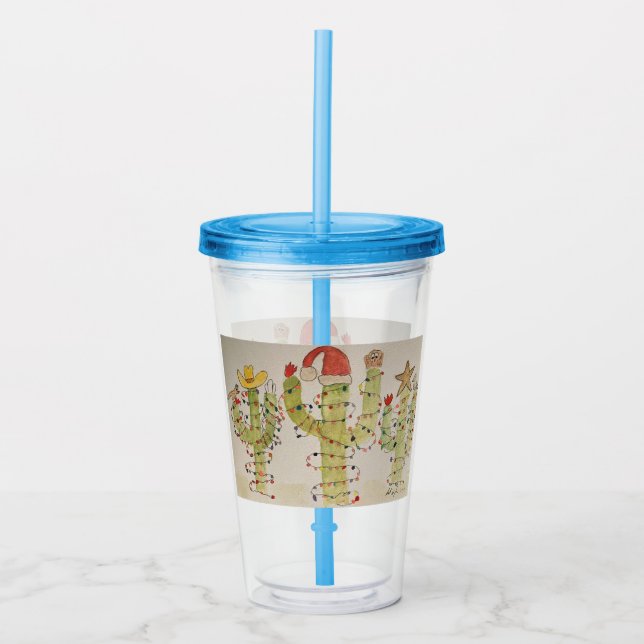Christmas Cactus Acrylic Tumbler (Front)