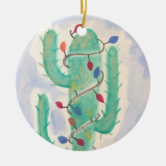 Christmas cactus ceramic tree decoration (Front)