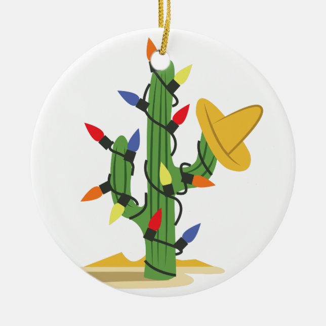 Christmas Cactus Ceramic Tree Decoration (Front)