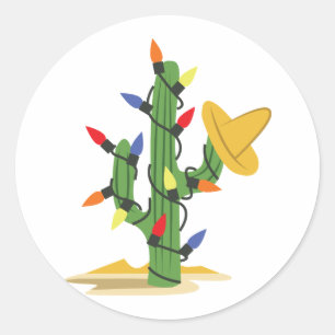Christmas Cactus Classic Round Sticker