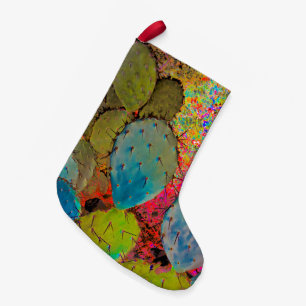 Christmas Cactus Colourful Desert Southwest Small Christmas Stocking