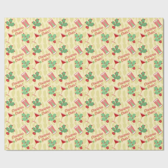 Christmas Cactus Couple Custom Wrapping Paper (Seam)