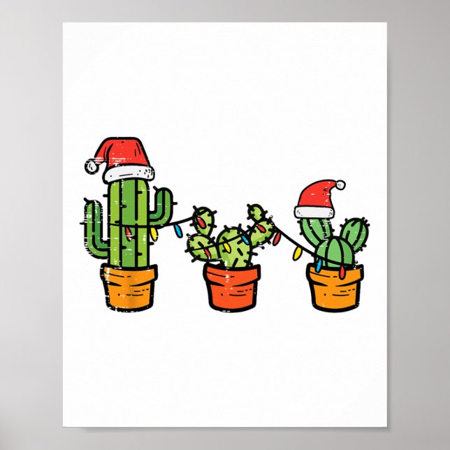 Christmas Cactus Cute Succulent Plant Xmas Men Wom Poster (Front)