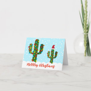 Christmas Cactus, Decorated Cactus Christmas Card