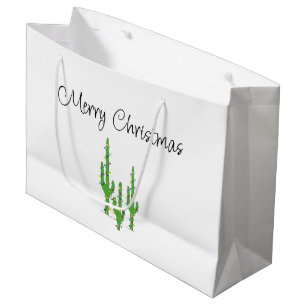 Christmas Cactus Desert Southwest Holiday  Large Gift Bag