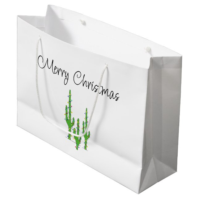 Christmas Cactus Desert Southwest Holiday  Large Gift Bag (Front Angled)