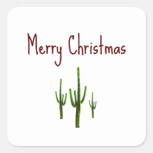 Christmas Cactus Desert Southwest Holiday Square Sticker