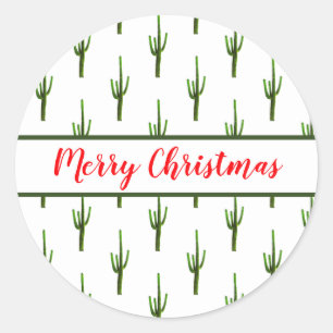 Christmas Cactus Desert Southwest Red Green Classic Round Sticker