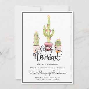 Christmas Cactus Feliz Navidad Party Invitation