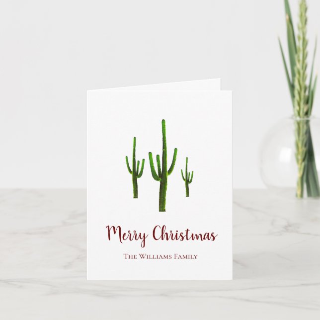 Christmas Cactus Festive Desert Southwest  Holiday Card (Front)